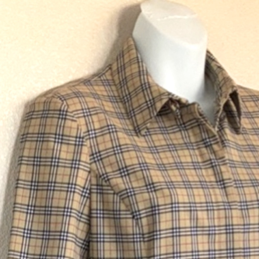 BURBERRY LONDON Blue Label dress black tan Classic plaid button down. VTG 38 EUC - Picture 5 of 17